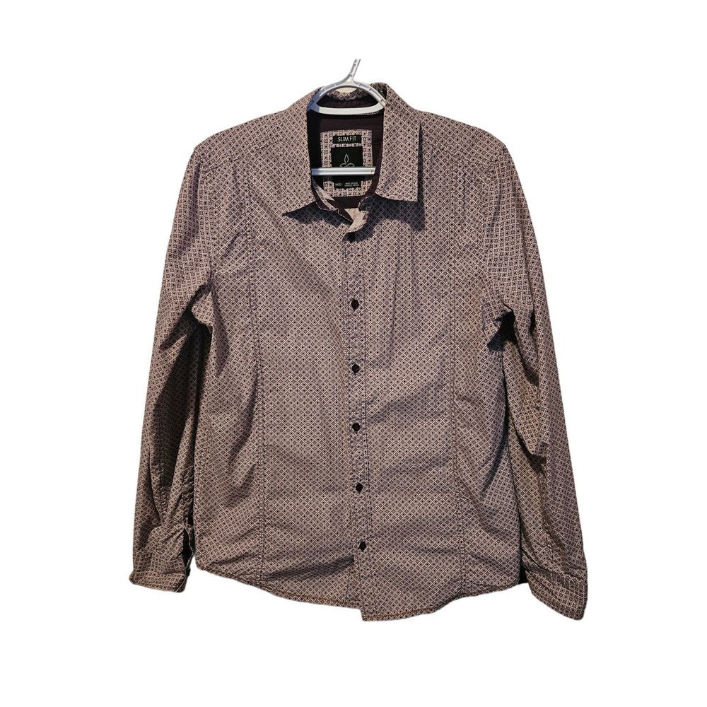 Prana Men's Dress Shirt - Brown Pattern